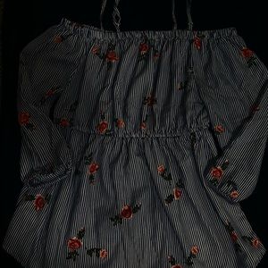 Floral stripy blouse shirt